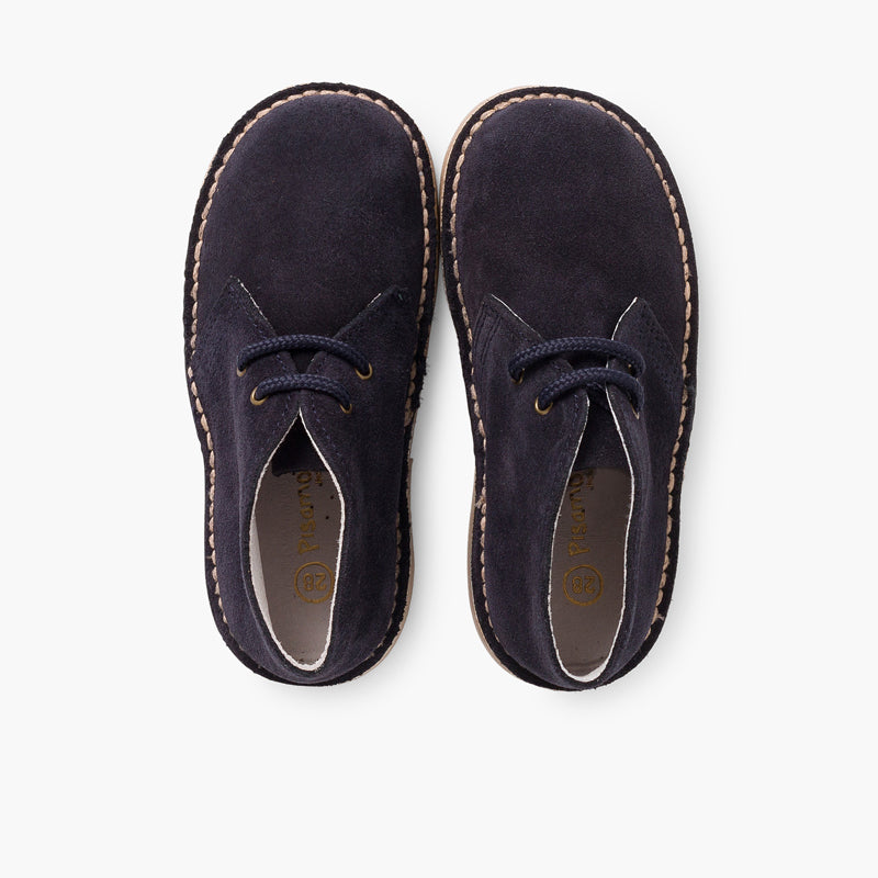 Bota Niño Estilo Safari con Cordones color Azul Marino