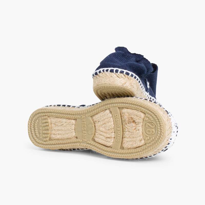 Alpargata niño tipo esparto con cinta color azul marino