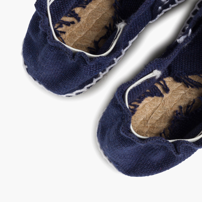 Alpargata niño tipo esparto con cinta color azul marino