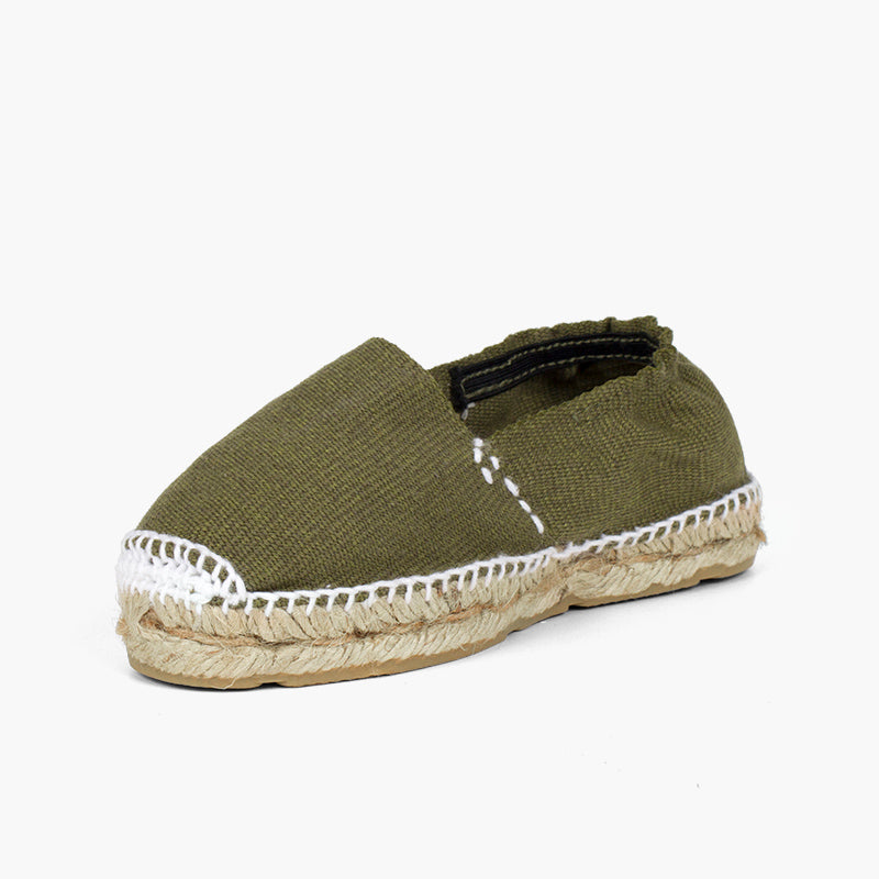 Alpargata niño tipo esparto con cinta color caqui