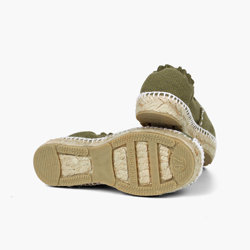 Alpargata niño tipo esparto con cinta color caqui