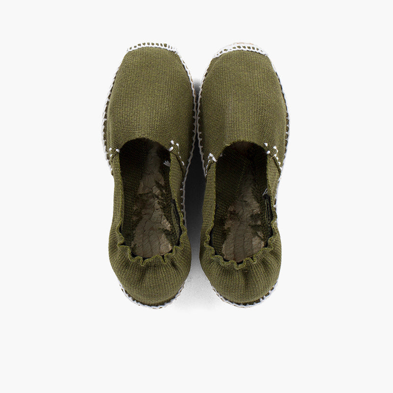 Alpargata niño tipo esparto con cinta color caqui