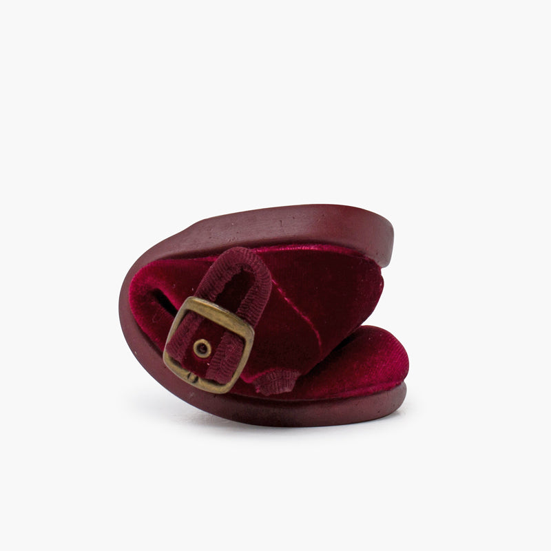 Zapato Niña Bailarina Terciopelo con Hebilla color Burdeos