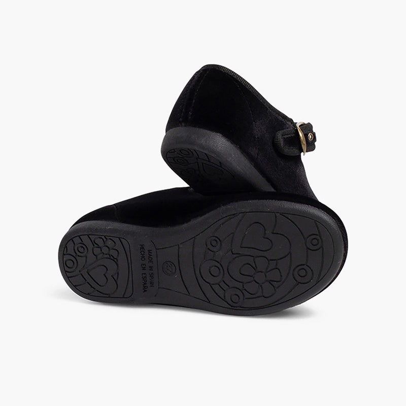 Zapato Niña Bailarina Terciopelo con Hebilla color Negro