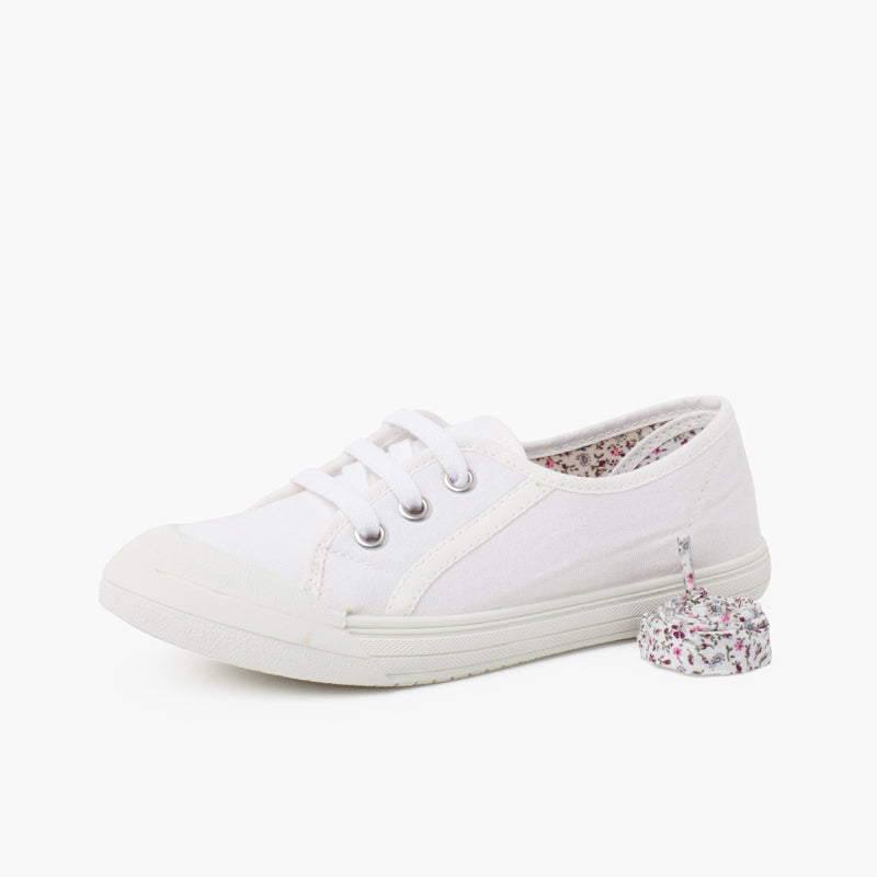 Zapatillas de lona con punta de goma color blanco