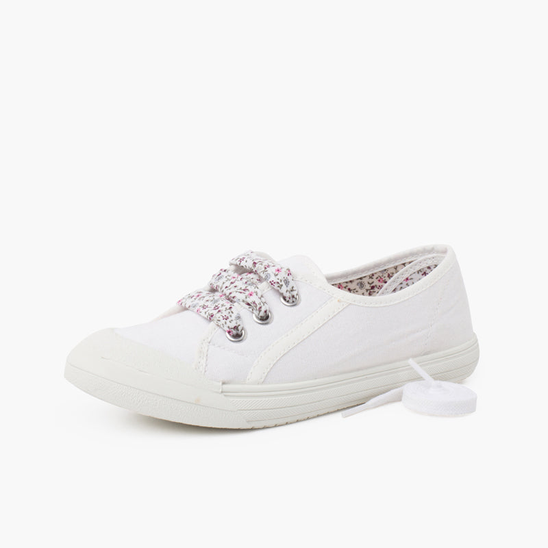 Zapatillas de lona con punta de goma color blanco