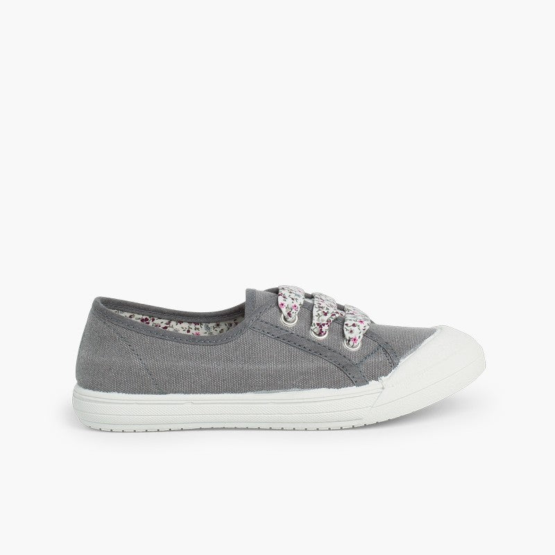 Zapatillas de lona con punta de goma color gris