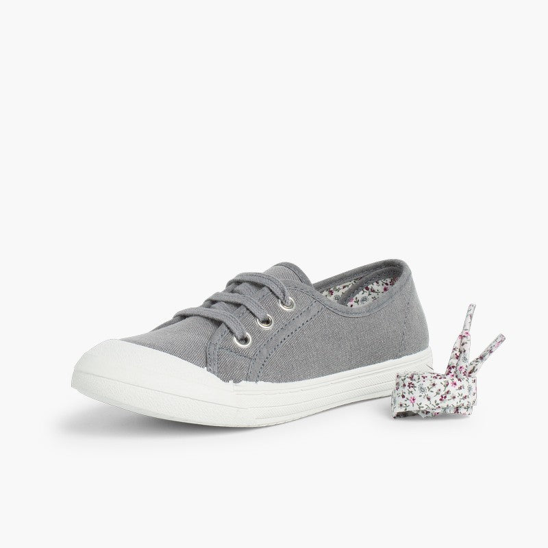 Zapatillas de lona con punta de goma color gris