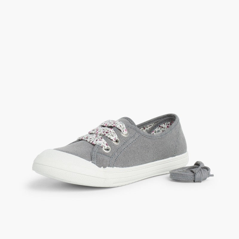 Zapatillas de lona con punta de goma color gris