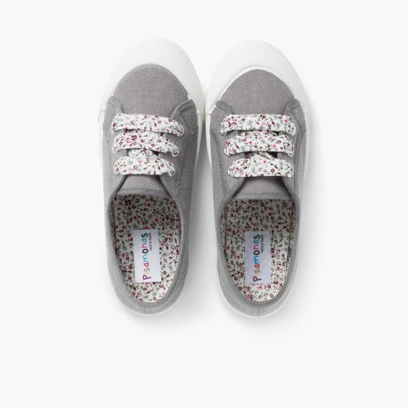 Zapatillas de lona con punta de goma color gris