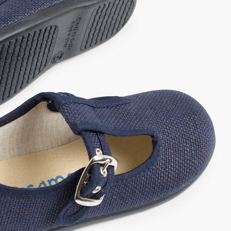 Pepitos niño lino con hebilla color azul marino