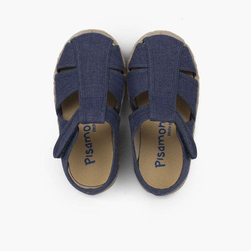 Alpargata niño tipo pepito sandalia de lona y yute color azul marino