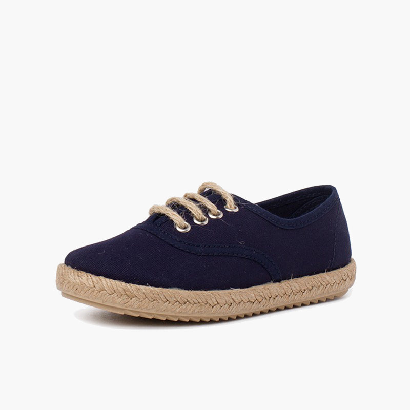 Alpargata niño tipo zapatillas con cordones de yute color azul marino