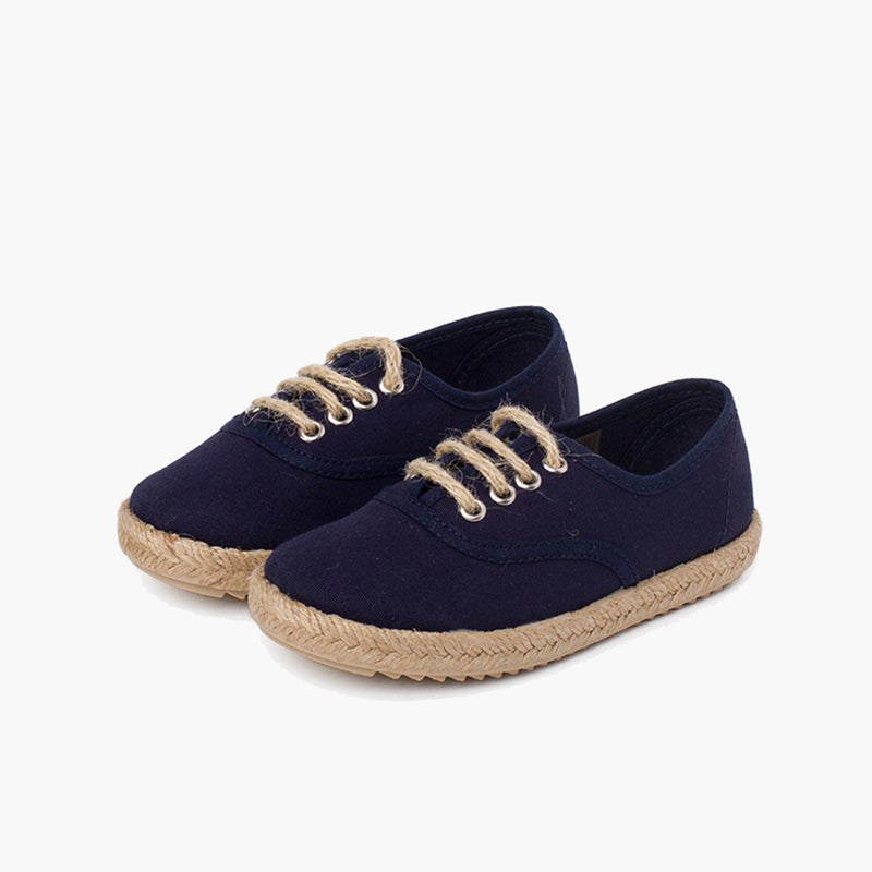 Alpargata niño tipo zapatillas con cordones de yute color azul marino