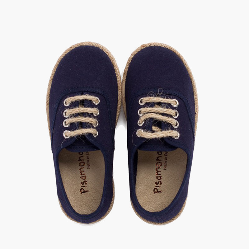 Alpargata niño tipo zapatillas con cordones de yute color azul marino