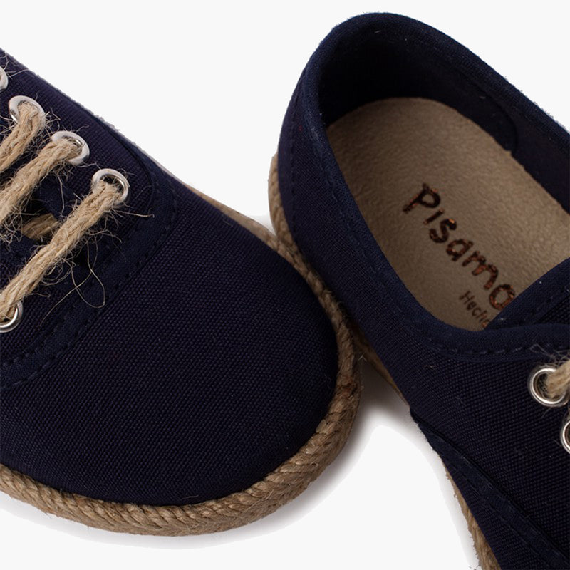Alpargata niño tipo zapatillas con cordones de yute color azul marino