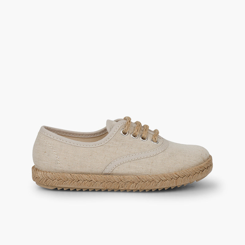 Alpargata niño tipo zapatillas con cordones de yute color beige