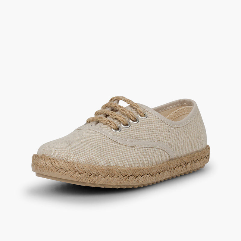 Alpargata niño tipo zapatillas con cordones de yute color beige
