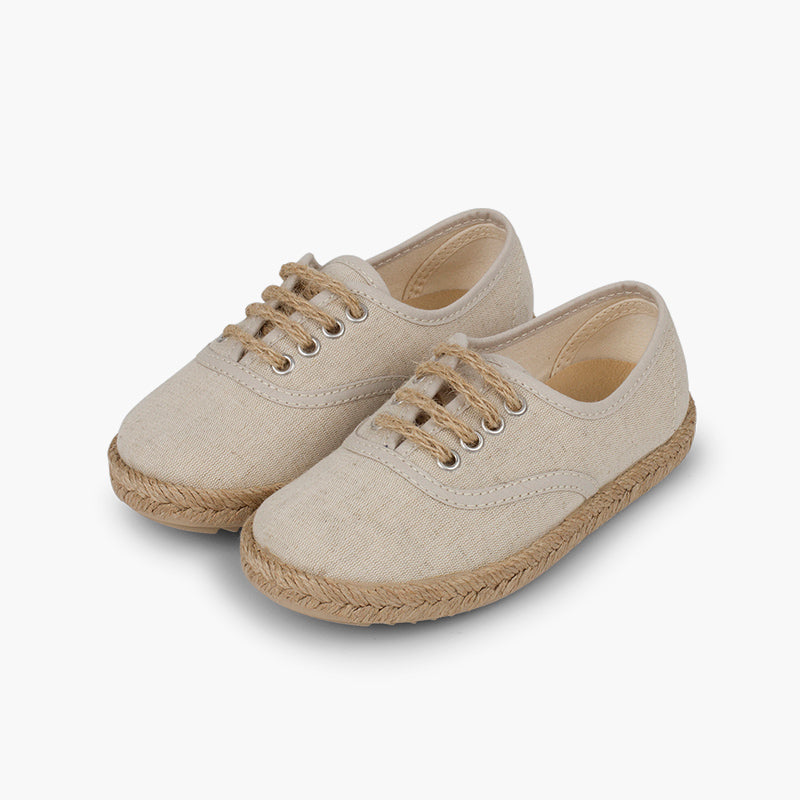 Alpargata niño tipo zapatillas con cordones de yute color beige