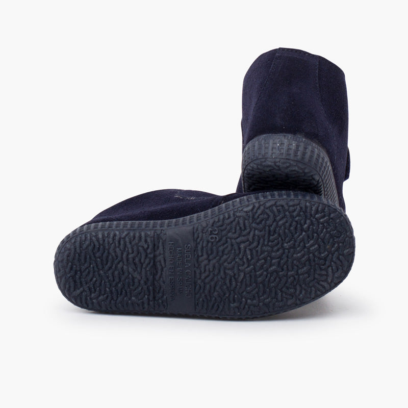 Bota Niña con Velcro Ancho y Forro Pelito color Azul Marino