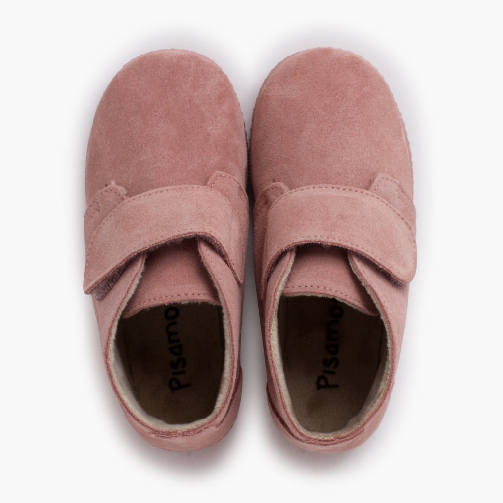 Bota Niña con Velcro Ancho y Forro Pelito color Rosa