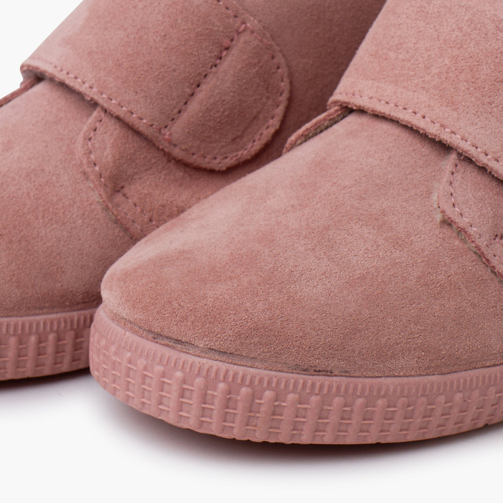 Bota Niña con Velcro Ancho y Forro Pelito color Rosa