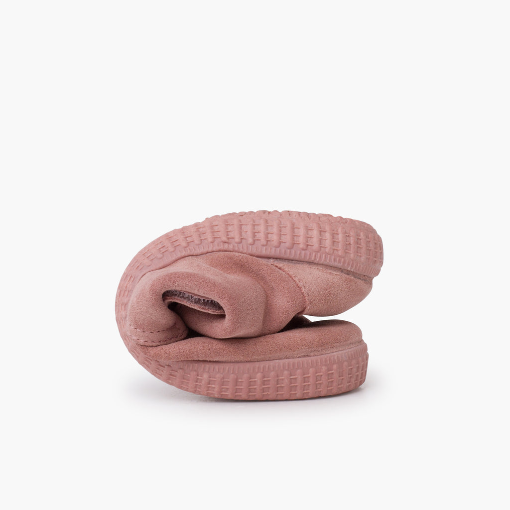 Bota Niña con Velcro Ancho y Forro Pelito color Rosa