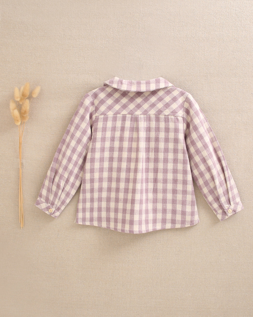 Camisa de bebé niño de cuadros con cuello redondo