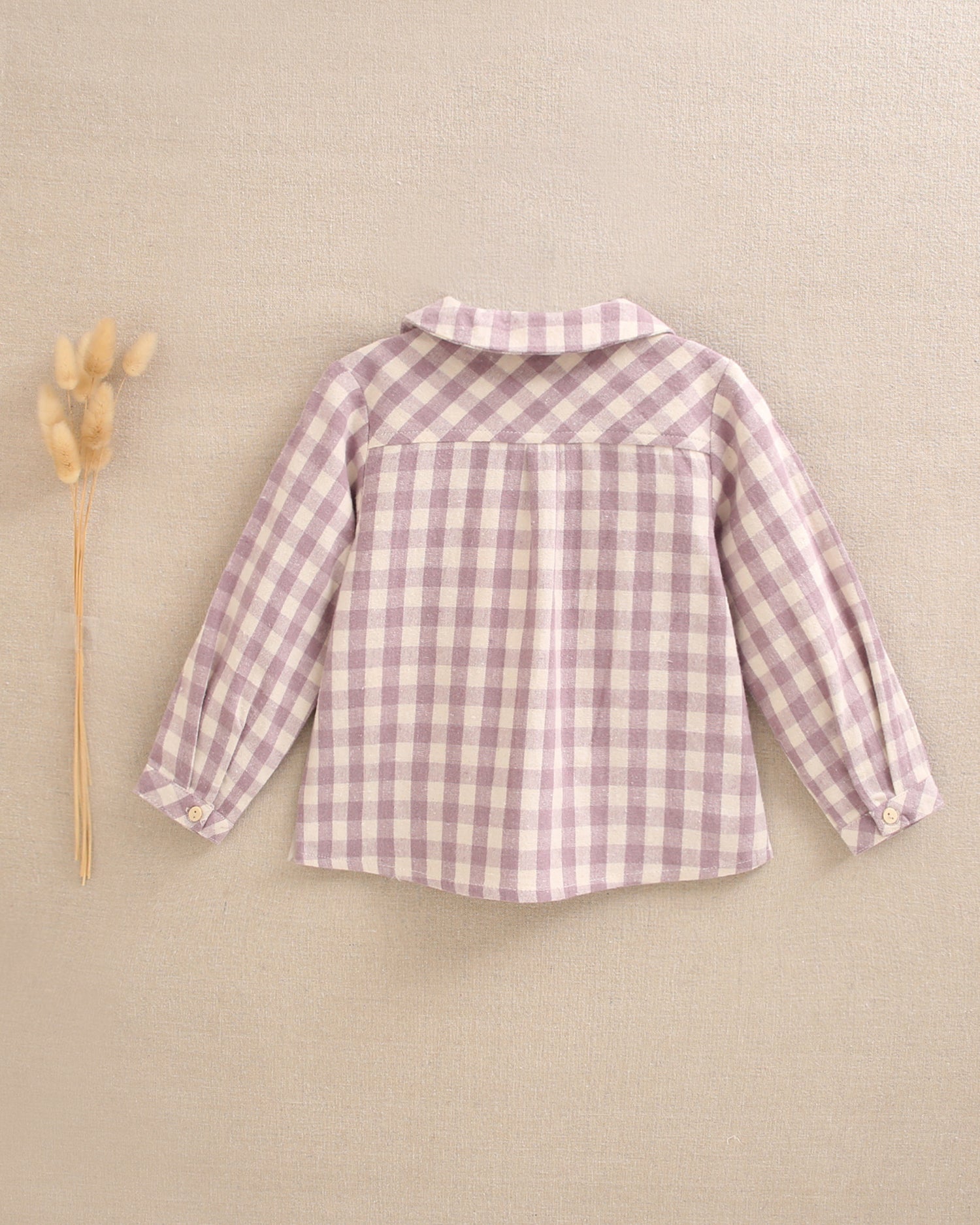 Camisa de bebé niño de cuadros con cuello redondo