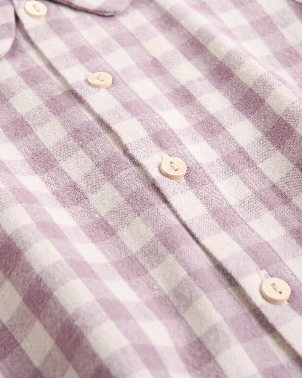 Camisa de bebé niño de cuadros con cuello redondo