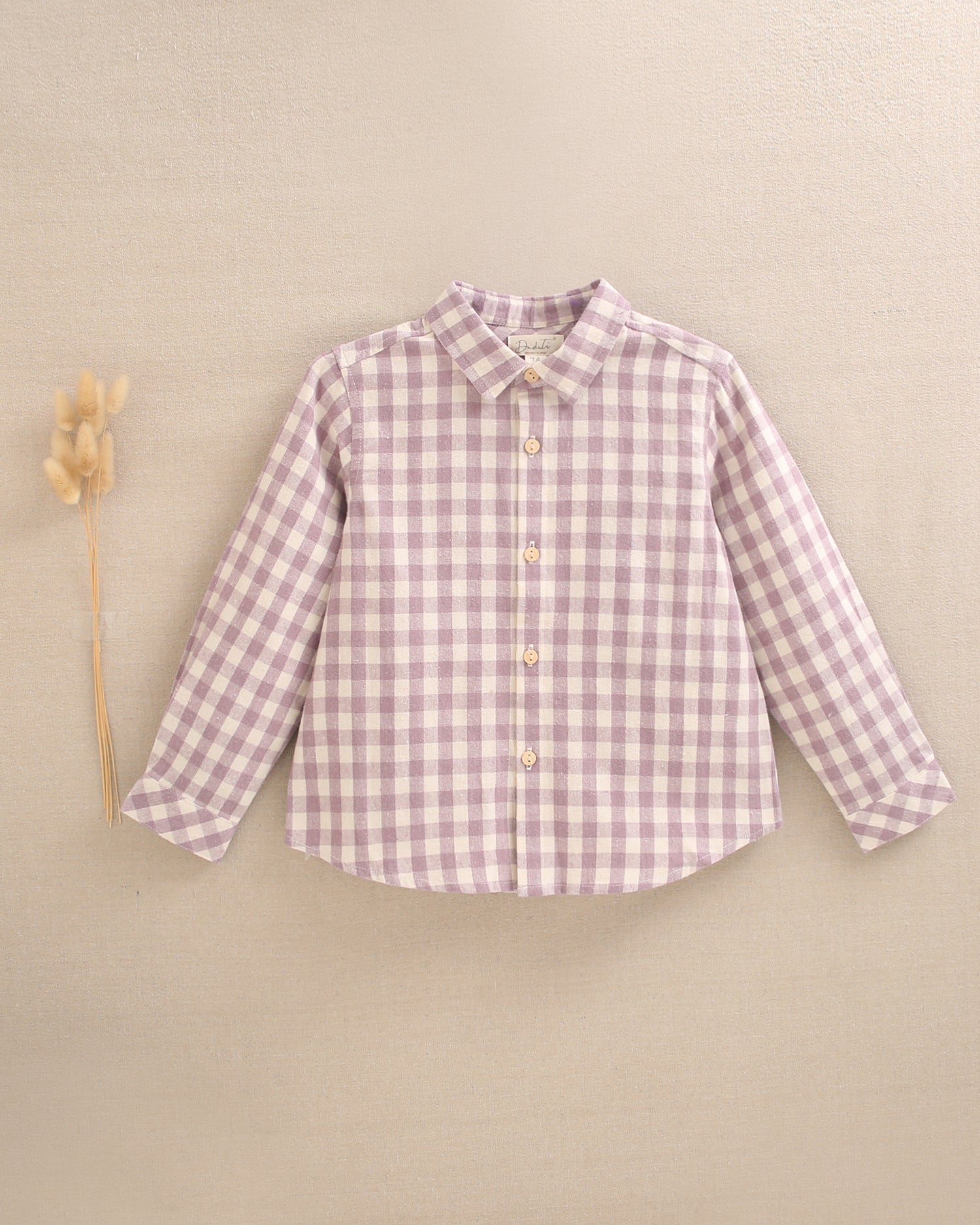 Camisa de niño de cuadros color malva