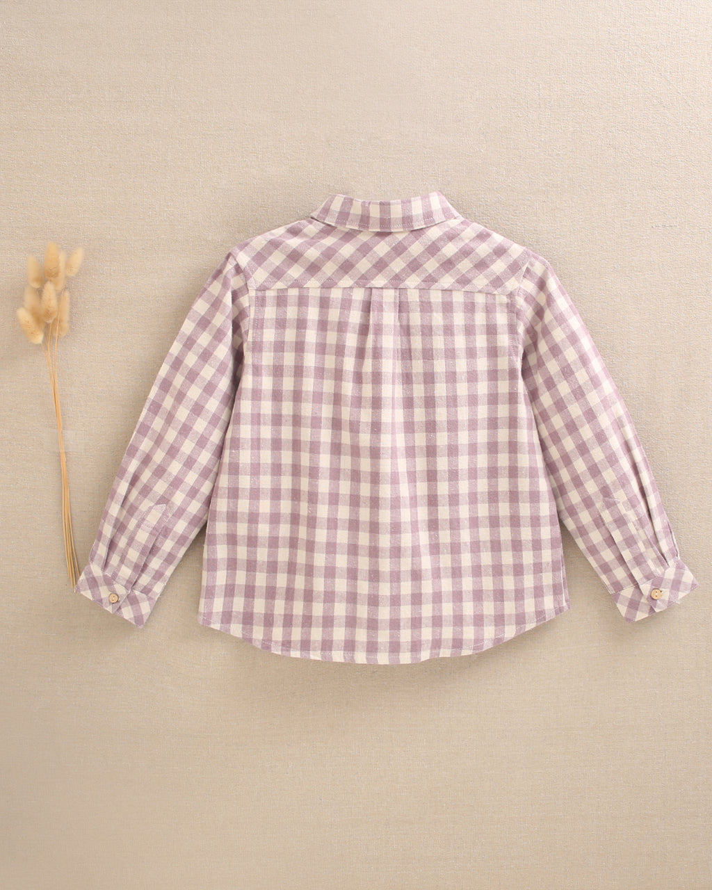 Camisa de niño de cuadros color malva