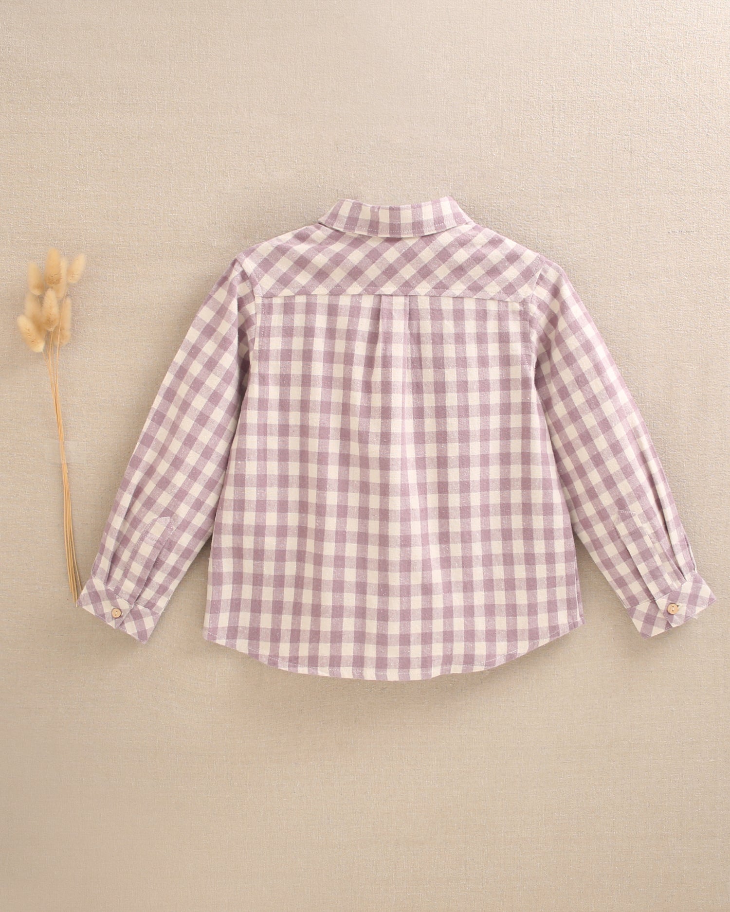 Camisa de niño de cuadros color malva