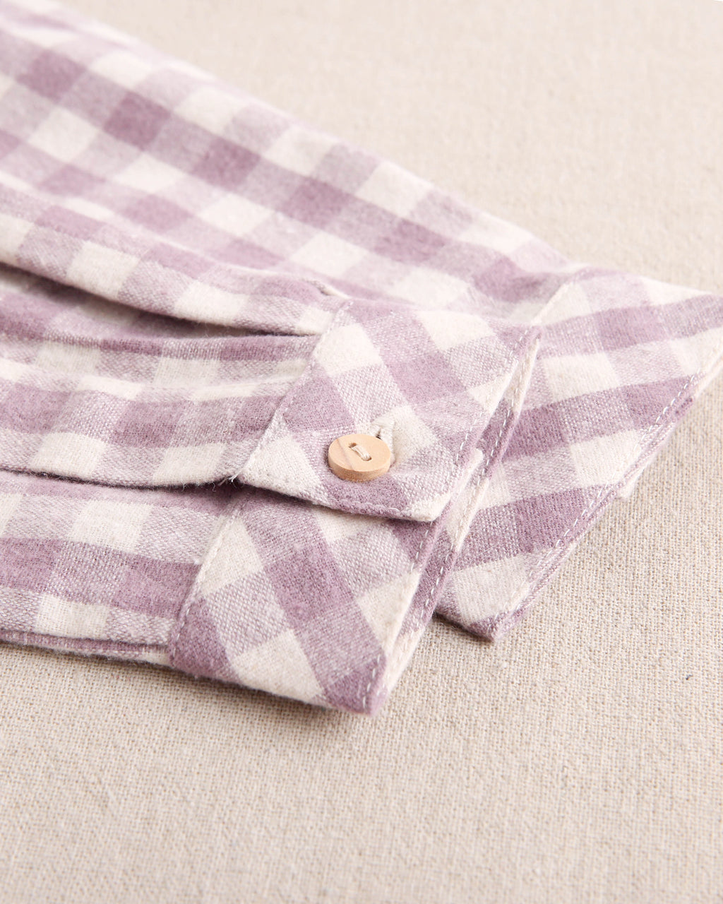 Camisa de niño de cuadros color malva
