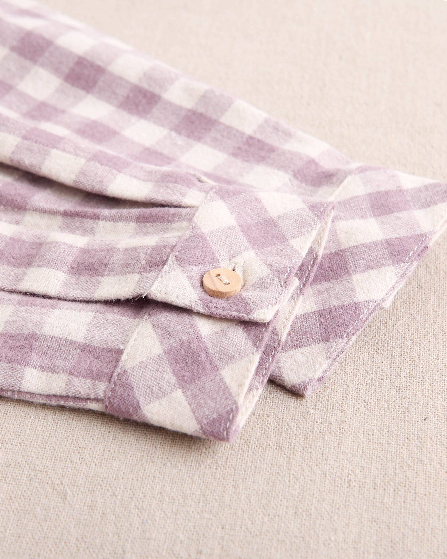 Camisa de niño de cuadros color malva