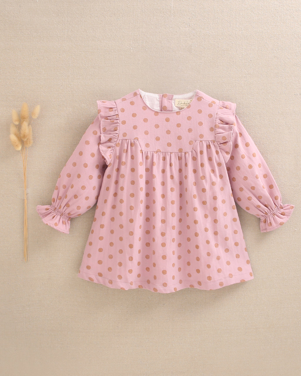 Vestido de bebé niña estampado con volante