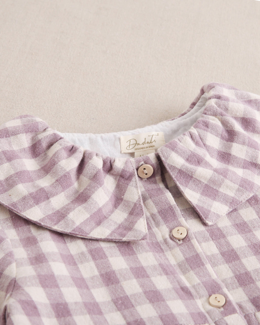 Vestido de niña cuadros con volante en el cuello