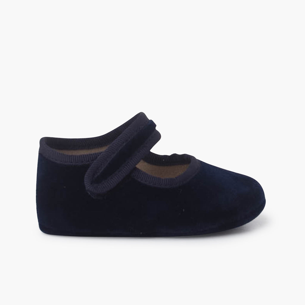 Bailarina Bebé Terciopelo con Velcro color Azul Marino