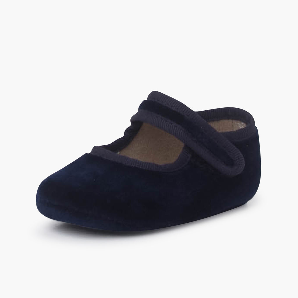 Bailarina Bebé Terciopelo con Velcro color Azul Marino