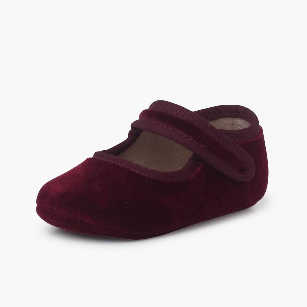 Bailarina Bebé Terciopelo con Velcro color Burdeos