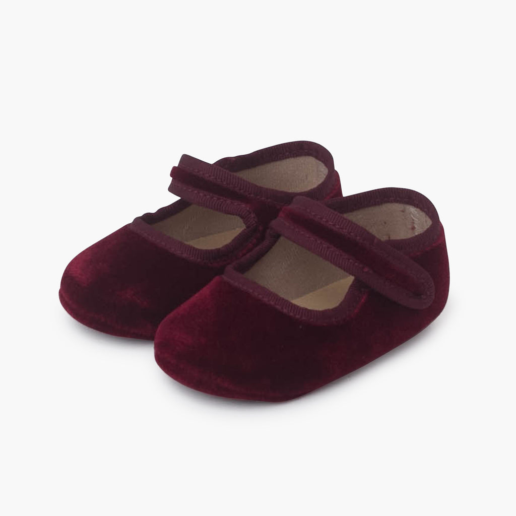Bailarina Bebé Terciopelo con Velcro color Burdeos