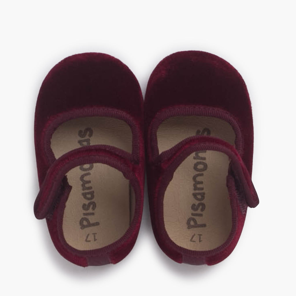 Bailarina Bebé Terciopelo con Velcro color Burdeos