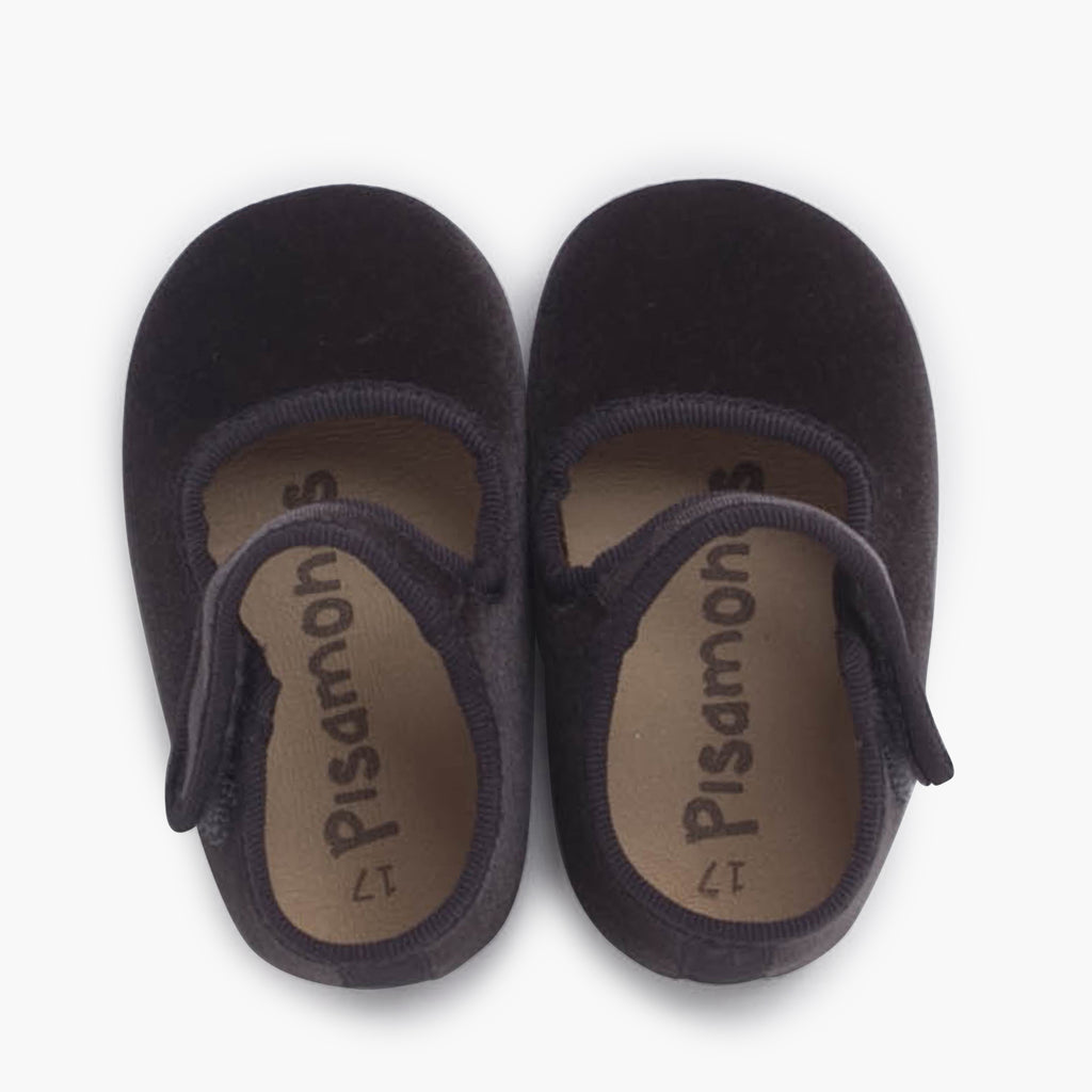 Bailarina Bebé Terciopelo con Velcro color Gris