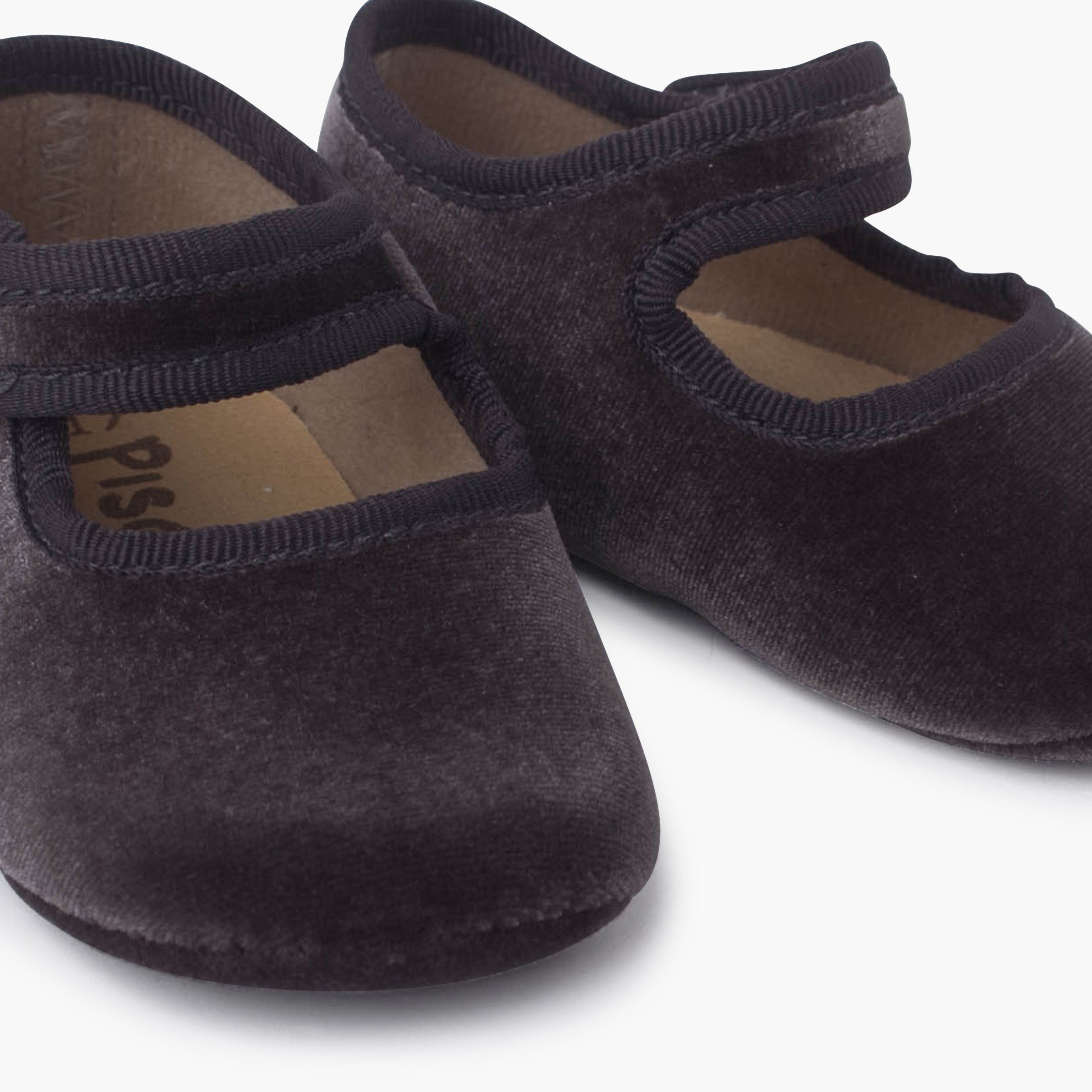 Bailarina Bebé Terciopelo con Velcro color Gris