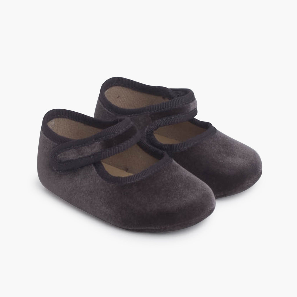 Bailarina Bebé Terciopelo con Velcro color Gris