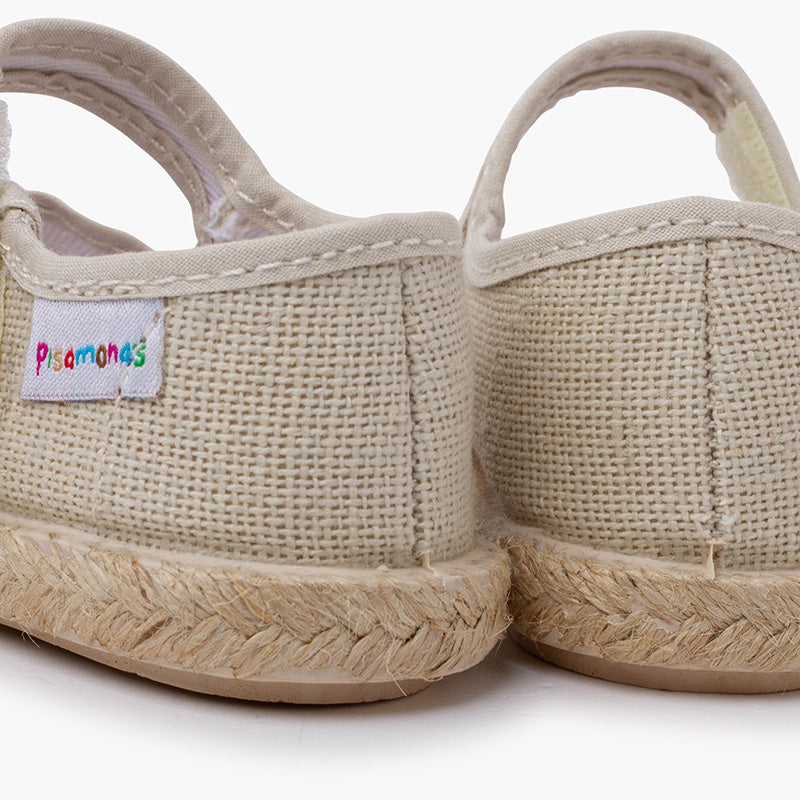 Mercedita niña de lino con suela alpargata y cierre adherente color beige