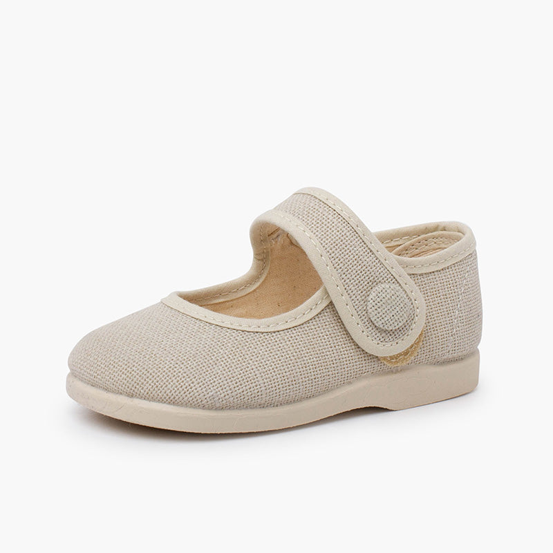 Mercedita niña de lino con botón color crudo