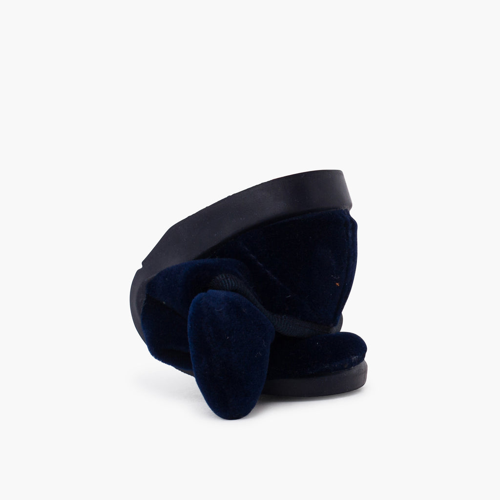 Zapato Niña Bailarina Terciopelo con Moño y Velcro color Azul Marino