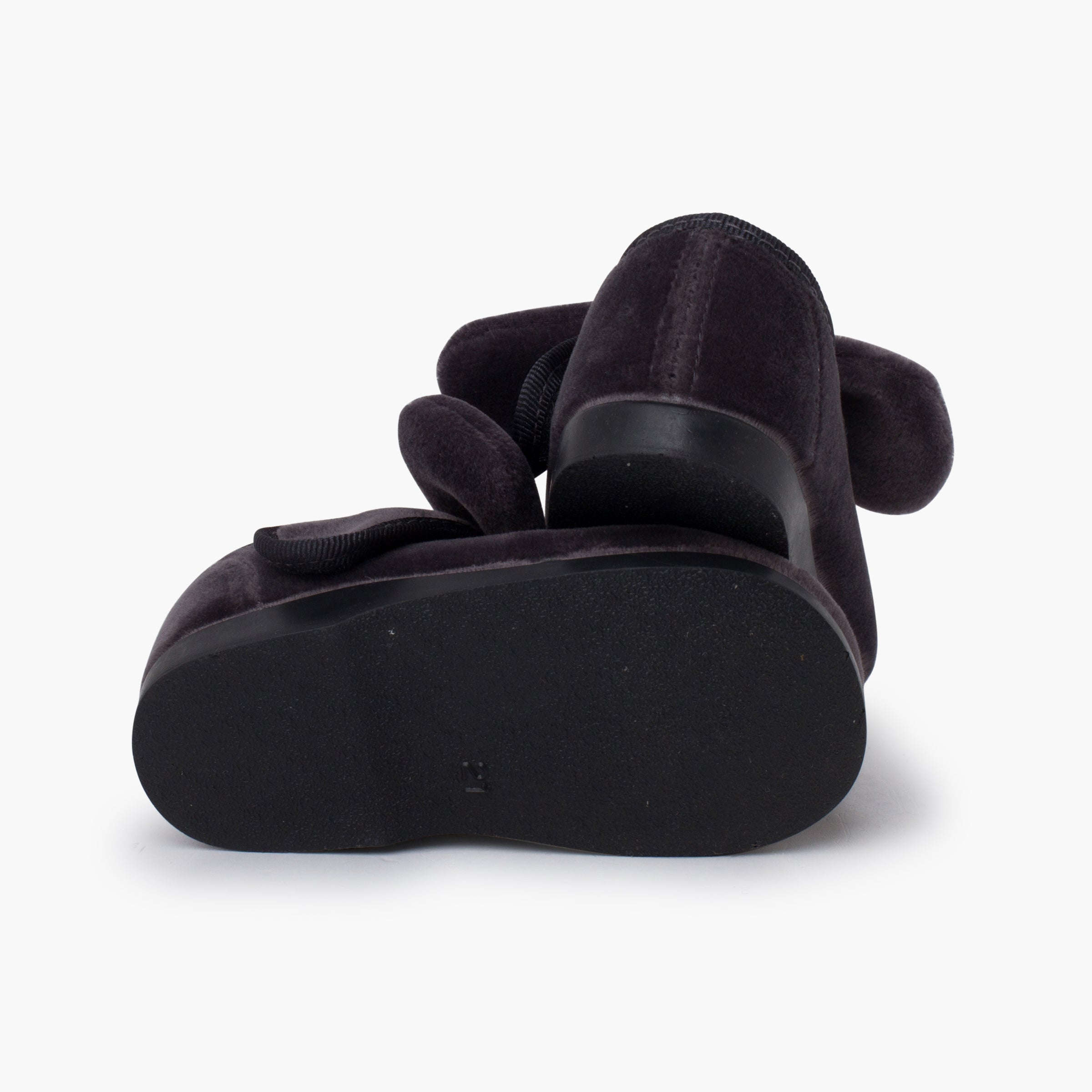 Zapato Niña Bailarina Terciopelo con Moño y Velcro color Gris