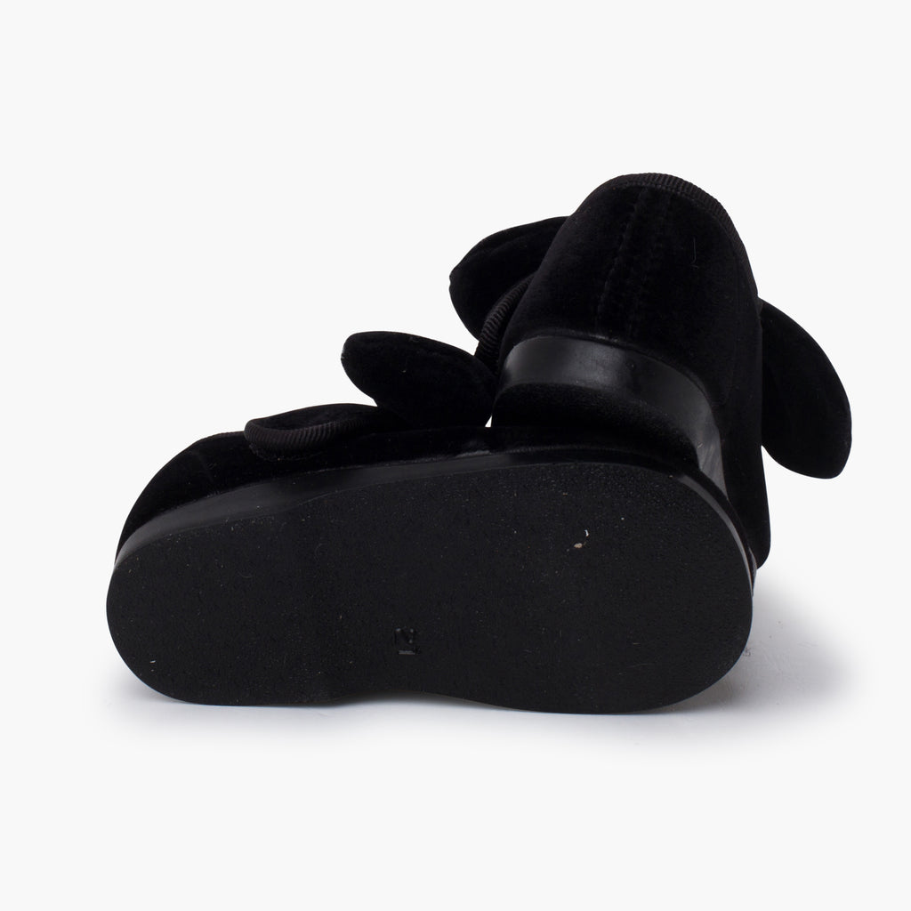 Zapato Niña Bailarina Terciopelo con Moño y Velcro color Negro